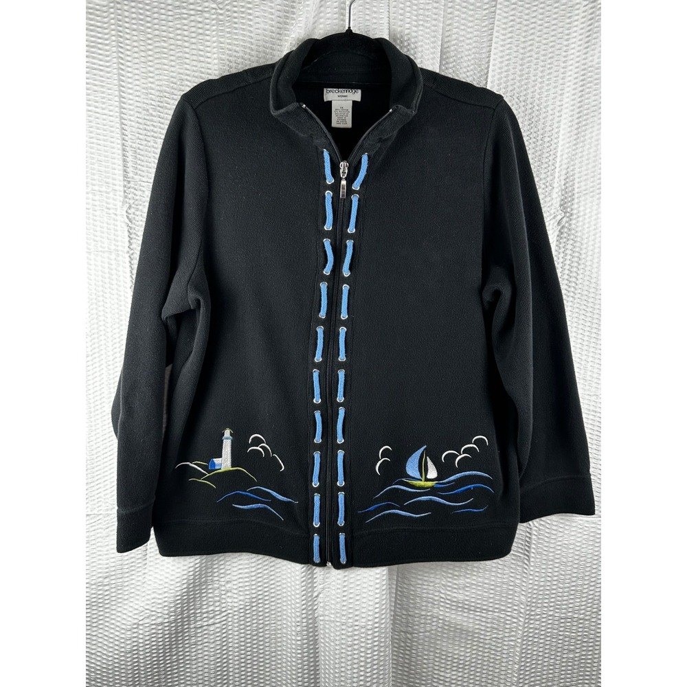 Breckenridge full zip cardigan sweater‎ with nautical-themed embroidered size XL